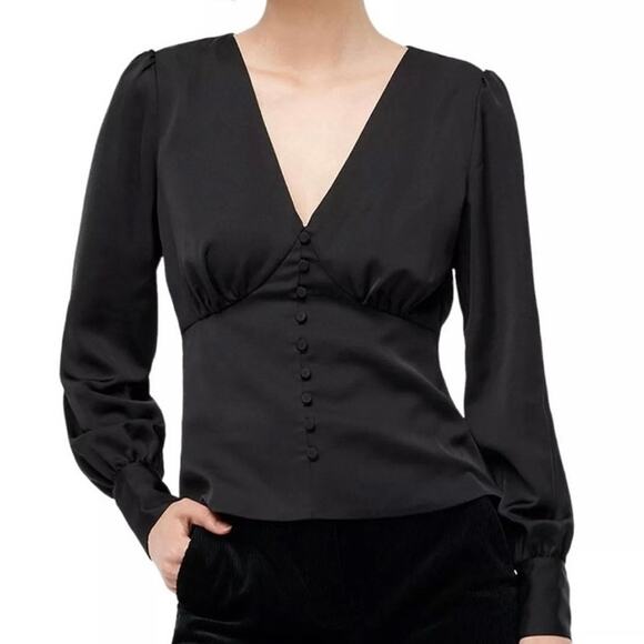 J.Crew Deep V-neck button-front top in satin- backed crepe size 2 - Picture 2 of 10